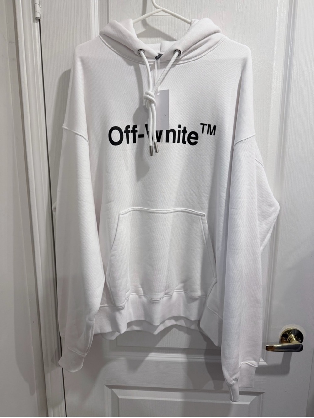 Off-White White Pullover Hoodie with Black Logo